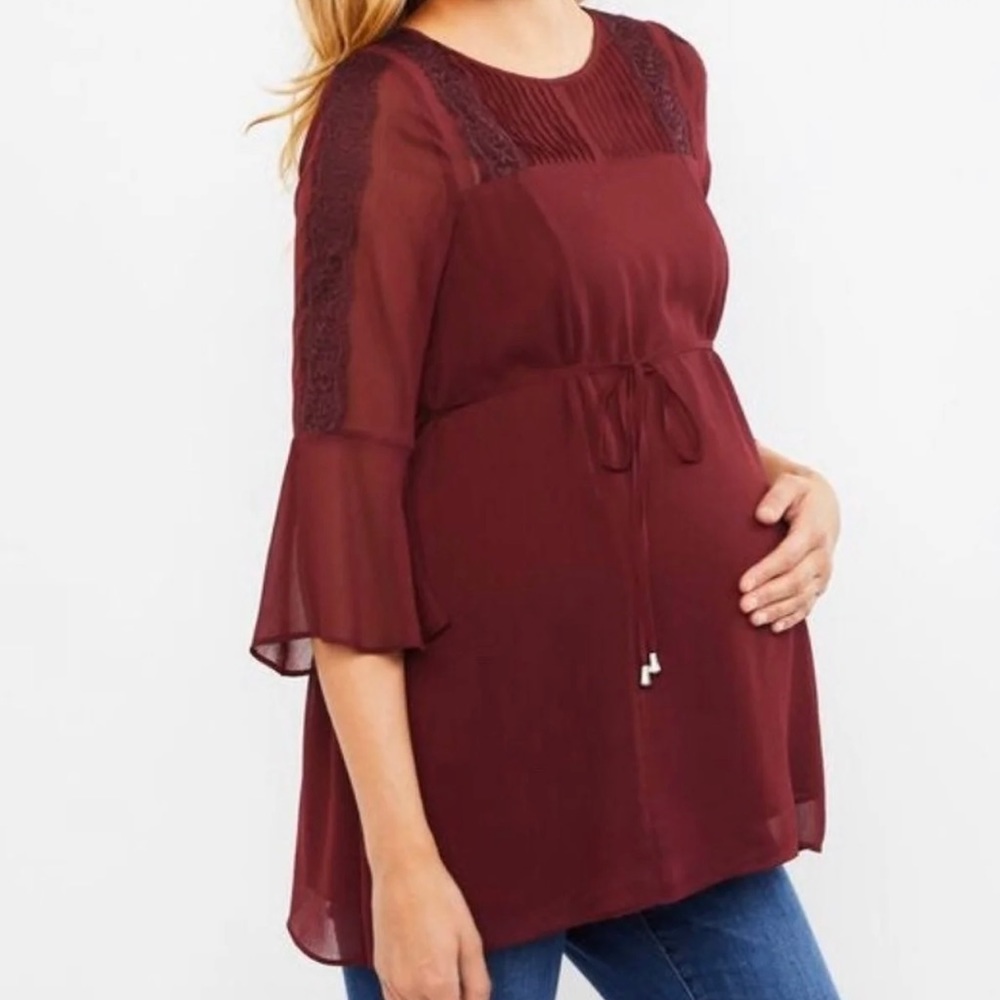 Sheer Maternity Peplum Blouse